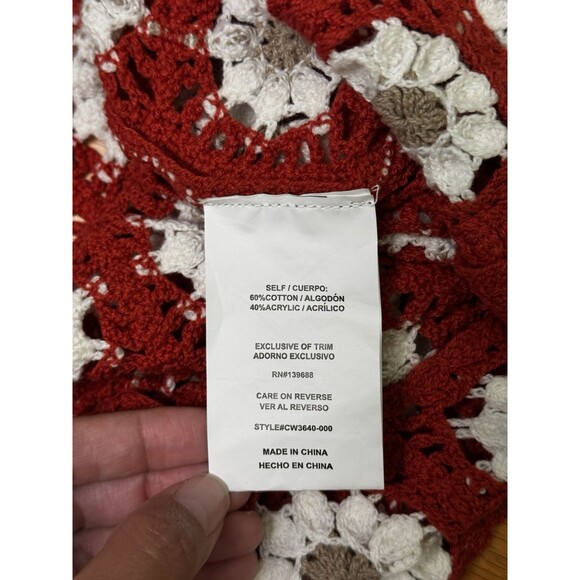 Coco + Jaimeson Women's Crochet Button Front Tank Boho Floral Daisy Size L/XL - Picture 7 of 12